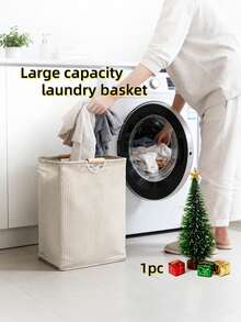 [Laundry Basket, Storage Basket] Extra Large Bohemian Fabric Basket With Wooden Handle - Independent Foldable Dirty Laundry Basket, Suitable For Bedroom, Bathroom, Dormitory, Washing Clothes, Durable, Classic Rectangular Design, Laundry Baskets - Multicolor - View 4