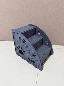 2-Step Dog Stairs For Bed And Sofa, Gray Felt Pet Steps With Paw Cutout Design, Indoor Climbing Aid For Small, Senior And Short-Legged Dogs - Multicolor - View 7