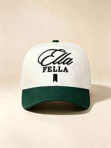 1pc Unisex Two-Tone Curved Brim Baseball Cap, Ella FELLA Script Letter Embroidery, Contrast Color Bill, Adjustable, For Daily, Street, Party & Travel - Multicolor - View 13