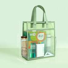 HUAJIE Student Clear Mesh Tutoring Hand Tote Bag Reinforced Handle With Side Mesh Pocket, Large Capacity For Books Papers Stationery, Exam‑Friendly School Carry Bag - Single Piece - View 2