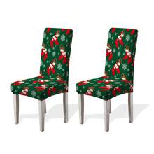 1/2/4/6pcs Christmas Pattern Chair Covers, Dining Chair Seat Protectors, Removable And Washable - Multicolor - View 20