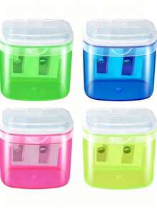 8pcs Handheld Dual-Hole Colored Pencil Sharpeners, Portable Pencil Sharpeners, Suitable For Classroom, Office, Christmas Gift Choice, Back To School/Back To School Season/Halloween/Christmas Essential - Multiple Styles - View 1