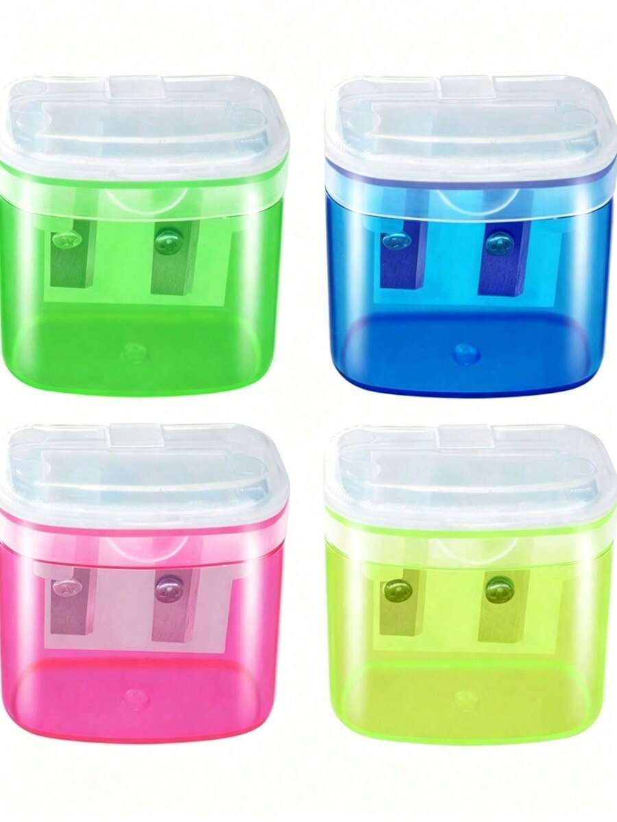 8pcs Handheld Dual-Hole Colored Pencil Sharpeners, Portable Pencil Sharpeners, Suitable For Classroom, Office, Christmas Gift Choice, Back To School/Back To School Season/Halloween/Christmas Essential - Multiple Styles - View 1