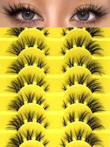 10 Pairs Full Strip False Eyelashes, Thick Fluffy Voluminous Lashes With Clear Band, Dramatic Wispy 3D Faux Mink Style, Dense Natural-Looking Eye Lashes, Soft Lightweight Reusable Fake Lashes For Daily Makeup, Party & Glam Looks - View 2
