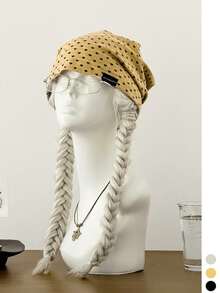 1pc Women's Polka Dot Lace Beanie, Thin Spring/Summer Versatile Slouchy Hat, Large Head Circumference, Face-Slimming, Korean Slouchy, Breathable Pullover Head Wrap Cap - Multicolor - View 21