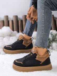 Women's Fashion Thick Thermal Lined Anti-Slip Snow Boots - Black - View 5
