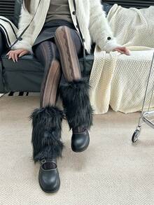 xiangmeishangu Faux Fur Boot Covers And Short Plush Leg Warmers - Autumn/Winter Fleece Covers, Multi-Functional Suede Shoe Covers, Y2K Disco Leg Warmers - Multicolor - View 14
