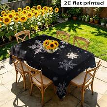 1pc Tablecloth 2D Flat Snowflake Ice Crystal Print Polyester High-Quality Durable Winter Atmosphere Minimalist Style - A - View 4