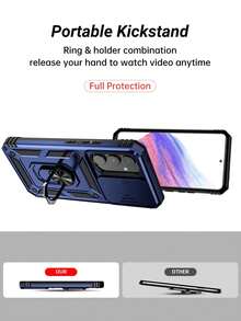 軍用級手機殼 360°旋轉支架 2合1防摔防震手機殼，適用於 Apple 16 Pro Max、Note 11/12/13 Pro+、Pixel 9 Pro，內建支架 + 高品質工藝 + 全套手機殼 + 兼容 Apple 11/12/13/14/15 Pro Max、A14/A24/34/35/54/55 S23/24 S22U - 藍色 - 查看 2
