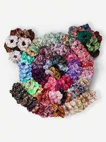 12pcs Solid Color Satin Hair Scrunchies, Soft & Non-Damaging Hair Ties For Women, Suitable For Various Hairstyles, Multiple Colors & Styles Available, Versatile Everyday Hair Accessories For Ponytail And Bun - Multicolor - View 2