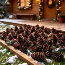 5/10/30pcs 6CM Plastic Pine Cones, Natural Mini Pine Cones For Christmas Tree, Wreath And Autumn Crafts - Brown - View 10