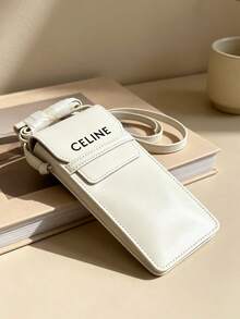Celine 1pc Burgundy Leather Eyeglass Case, Luxury Hard Shell Fashionable Eyewear Storage Box, Designer Accessory Perfect Gift For Women - White - View 3