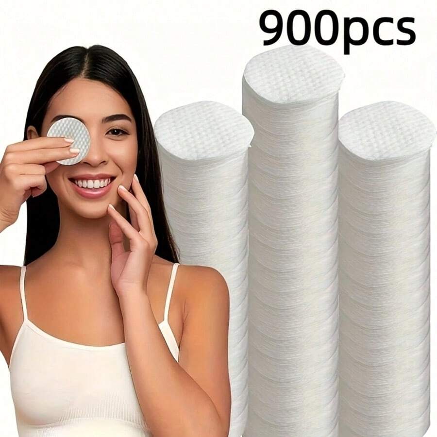 900 Pieces Of Disposable Beauty Circular Facial Cleansing Pads, High-Quality Makeup Remover Towels, Hypoallergenic Non-Furry Circular Pads, Non-Woven Fabric Facial Cleansing Paper, Suitable For All. - Multicolor - View 1