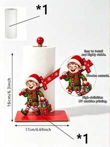 Christmas Wooden Paper Towel Holder, Santa Claus Snowman Elf Shaped Desktop Paper Towel Rack, Holiday Kitchen Desktop Decor, Home Decor Christmas Gift - Multicolor - View 12