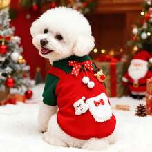 1pc Christmas Pet Hoodie T-Shirt, Fashionable & Comfortable Autumn/Winter Red & Green T-Shirt For Cats & Dogs, Suitable For Teddy, Poodle And Other Small To Medium Pets, Christmas Party Outfit - Multicolor - View 15