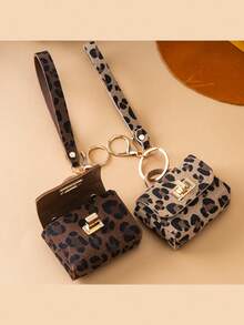 1pc Leopard Print Mini Purse Keychain, Faux Leather Tiny Handbag Charm With Wrist Strap, Small Coin Pouch Bag Pendant For Women Bag Decor Gift - Multicolor - View 3