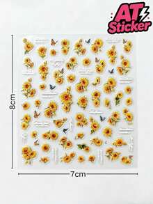 1pc Fresh Sunflower Decorative Sticker, Transparent Waterproof Sticker, Sunflower Flower And Butterfly Combination Pattern, Bright Colors With Rich Layers, Thin And Adherent With No Curling Edges, Suitable For Digital Device Shells, Portable Containers, Makeup Boxes, Electronic Accessories Exterior Decoration And Beautification - Decorative Stickers - View 6