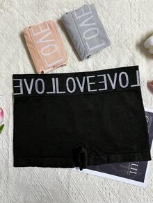 3pcs Women's High Waist Seamless Boxer Briefs LOVE Letter Print Soft Shaping Butt-Lifting Shorts - Multicolor - View 11