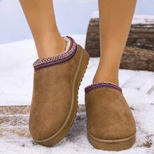 2026 Winter New Export Uggs Women's Velvet Warm Thick Sole Flat Closed Toe Wool Slippers - Camel Lace - View 11