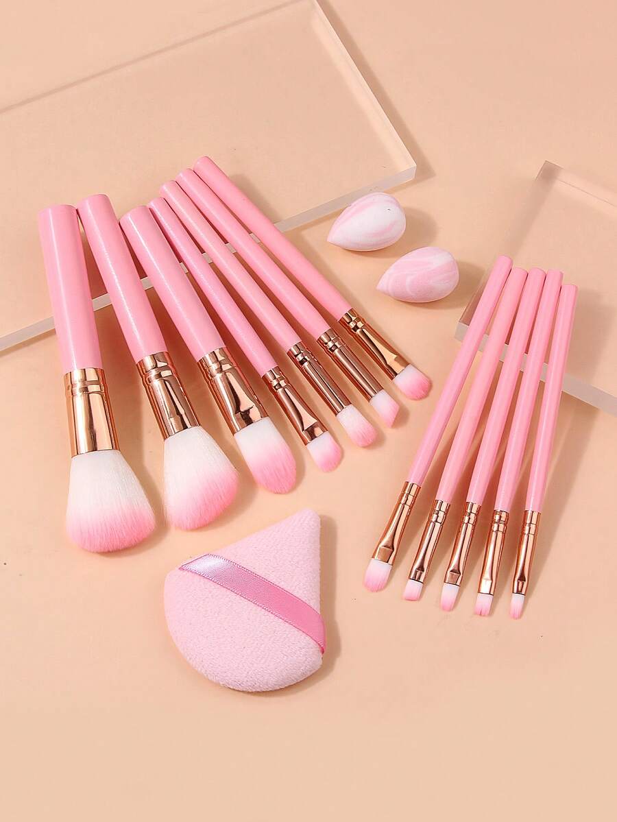 15Pcs Makeup Brush Set,Complete Cosmetic Kit For Foundation,Blush,Eyeshadow, Flawless Application For Makeup Beginners