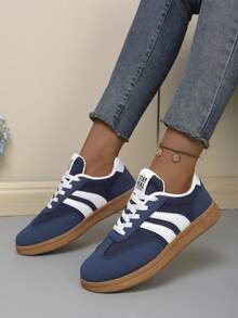 Women's Korean Style German Training Sneakers Spring/Summer Fashion Sports Casual Shoes - Navy Blue - View 5