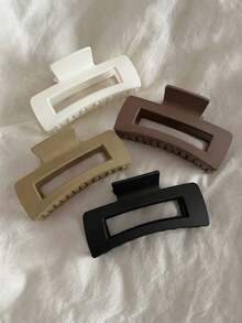 4pcs/1pc Large Matte Square Hair Claw Clips For Women, Suitable For Thick Hair, Non-Slip Strong Grip, Rectangular Hair Clips, Neutral Style Hair Accessories - Multicolor - View 8