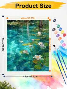 1 Set Of Digital Oil Painting Set, Suitable For Beginners, Clear Lotus Pond-Adult Beginner Set, Birthday Gift, Anniversary Gift, Holiday Gift, Home Decoration. - A - View 7
