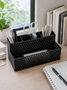 Matte Hollow Honeycomb Texture Desktop Storage Tray, Multi-Compartment Stationery Organizer, PLA Material Pen And Small Office Supplies Holder, Suitable For Study Desk - Multicolor - View 13