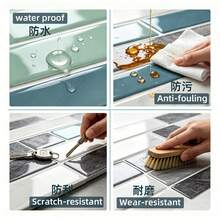 10pcs Self-Adhesive Tile Stickers Removable Waterproof Splash-Proof Wall Decals For Bathroom Kitchen Living Room Home Decor DIY Mural Stickers - 10 Pcs - View 3