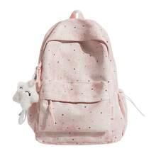 2 Pieces Set Cute Star Print Tie Dye Backpack With Plush Charm, Large Capacity Lightweight School Bag For Teen Girls, Casual Daypack For Travel Campus Daily Use - Single Pack + Pendant - View 16
