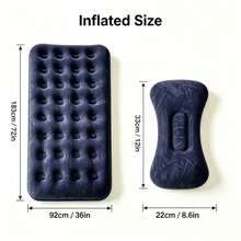 Kasur Angin Portabel dengan 1 Bantal Biru, Kasur Angin Permukaan Beludru, Kasur Angin Lipat, Cocok untuk Berkemah, Tamu Rumah, Perjalanan RV, dan Penggunaan di Halaman Belakang Luar Ruangan - Navy Blue - View 7