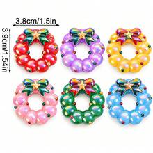 5/10PCS Christmas Wreath Beads Random Color 38x39mm Sparkling AB Bowknot Wreath Beads For Jewelry Making Holiday DIY Craft - Mixcolor - View 4