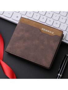 SHABILI New Men's Short Wallet, Youth Minimalist Multi-Slot Card Holder, PU Retro Premium Style - Coffee - View 2