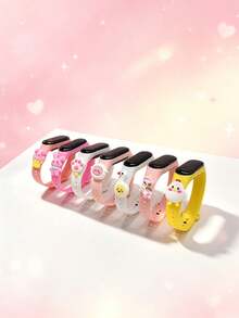 8pcs/Set Unisex Student Children Animal Series Disposable Battery LED Touch Screen Electronic Watch, With Cute Cartoon Animal 3D Pendant Pattern--8 Colors Matching, Can Display Time And Date, Suitable For Birthday, Christmas, Holiday Gifts, Daily Wear, School, Sports, Girls' Gift - Multicolor - View 4