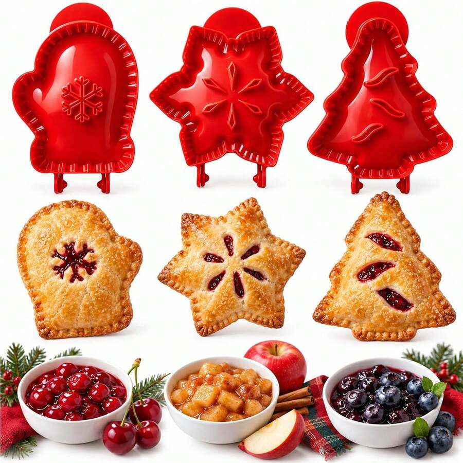 Mini Handheld Pie Mold For Baking, Apple Pie Cutter, Snowflake, Glove And Christmas Tree Pattern Dough Press Mold, Pocket Pie Making Mold, Suitable For Christmas, New Year, Party And Gathering - View 1