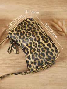 Fashionable Women's Leopard Print Underarm Bag, Minimalist Short Shoulder Strap Zipper Style, Suitable For Commuting, Shopping And Travel - Coffee - View 7