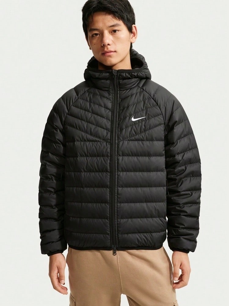 Nike Jaket Bulu Angsa Tipis Pria AS M NK WR LTWT FL MCRO CHNL J - Pendek JA0742-010 - Hitam - View 1