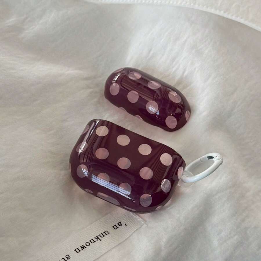 Cherry Red Polka Dot Earphone Case Compatible With AirPods Case 2/3/4/5/Pro/Pro2/Pro3, Anti-Drop Earphone Case With Ring, Gift For Men And Women, Commuting Accessory, Fashionable And Creative, Combining Aesthetics And Practicality - Cherry Red - View 1
