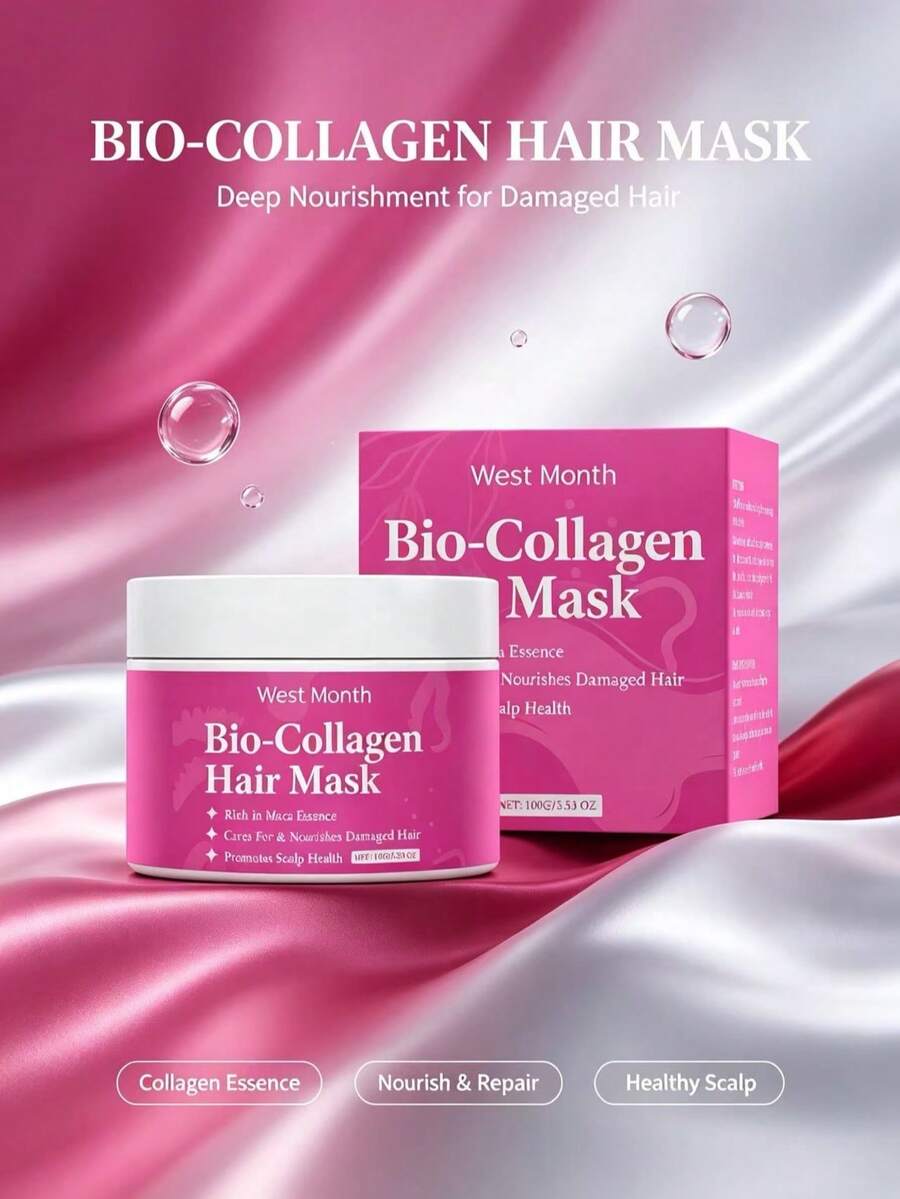 Bio-Collagen Hair Mask, Repairs Damaged Permed & Dyed Hair, Smooth & Silky, Rich In Maca Essence, 100g - Hair Mask - View 1
