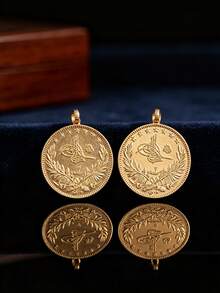 1Pc Vintage Gold Ottoman Pattern Coin Pendant, Large DIY Jewelry Charm For Kaftan Outfit (Slight Color Variation Due To Shooting Angle & Light) - Gold - View 8