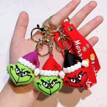 Funko Christmas 3D Silicone Head Key Charm With Red Strap,Holiday Keychain,Bag Pendant,Car Key Accessory,Portable Decorative Charm - Keychain - View 1