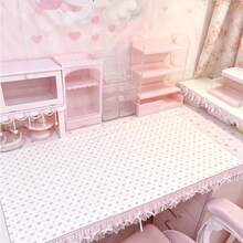 Minimalist Korean Ins Heart Cream Pink Pastel Wave Point Stripe Bow PU Leather Mouse Pad Large Size Office Desk Mat Waterproof Desktop Keyboard Desk Pad Gaming Mousepad - View 3
