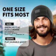 Men's American Flag Fleece Beanie, Waffle Grid Polyester Skull Cap, Soft Lightweight Thermal Patriotic Winter Hat For Running Hiking Cycling - Flag Design - View 7
