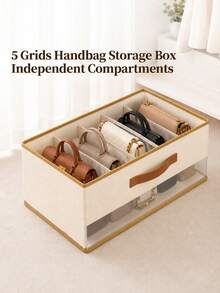 Handbag Storage Box, Organizer Box, Space Saving, Separated Storage, Rental House, Dormitory, Home With Lid Handheld Tote Bag, Home Closet Bag Storage Rack, Rack Solution, Tie Organizer, Scarf Storage, Modular Separator - Multicolor - View 5