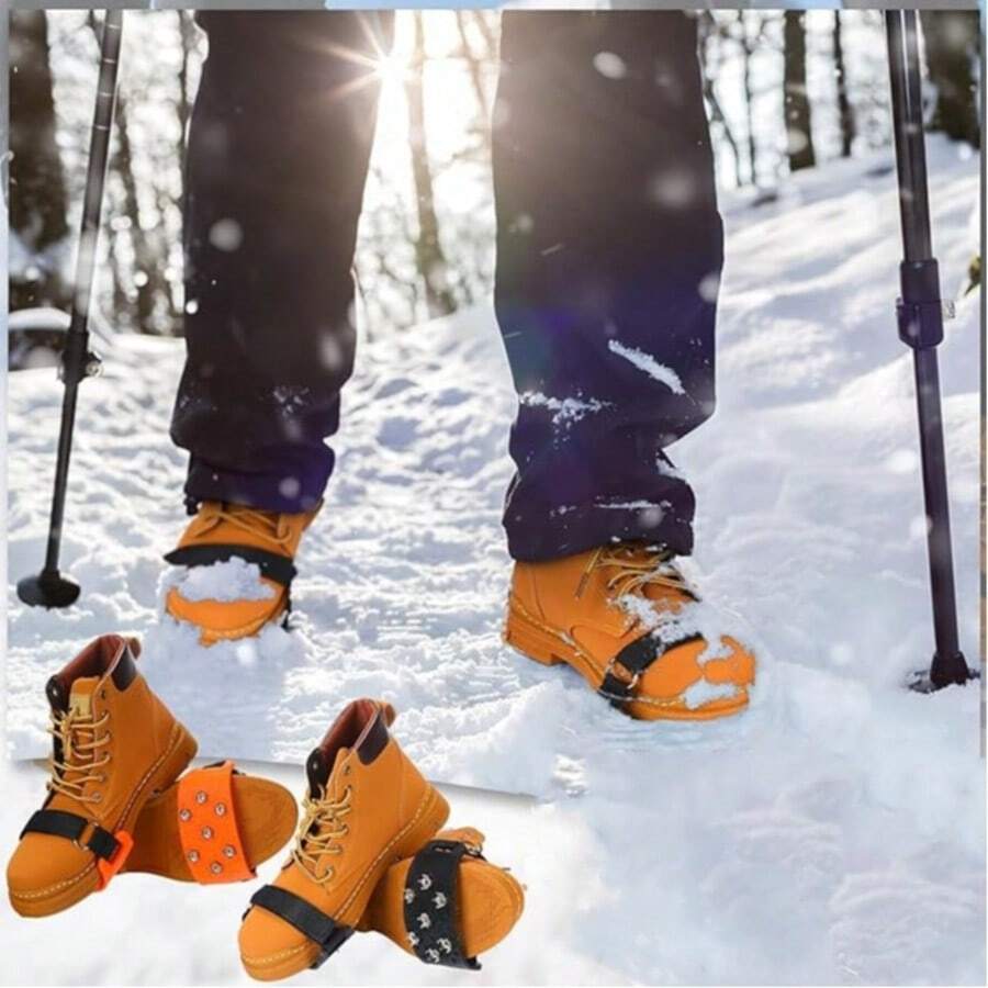 2pcs Anti-Slip Ice Cleats, Ice And Snow Anti-Slip Spikes Suitable For Shoes And Boots, Snow Walking Anti-Slip Spikes, 7-Tooth Anti-Slip Spikes Ice And Snow Shoe Covers, Suitable For Winter Walking, Hiking, Fishing - Multicolor - View 1
