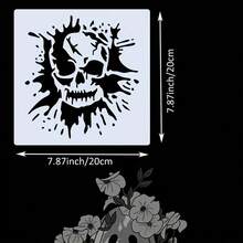4 Skull Stencils, 7.87 Inch Reusable Painting Templates, Suitable For Spray Paint, Paper Cutting And Graffiti, Ideal For Wood, Fabric, Wall Art, Motorcycle And Home Crafts - White - View 7