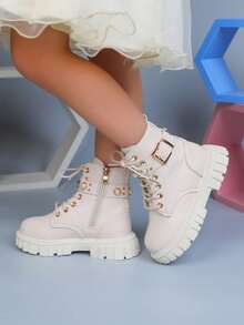1 Pair New Boots For Girls, Children's Boots, Autumn Ankle Boots, Boys' British Style Boots, Jazz - Beige - View 4