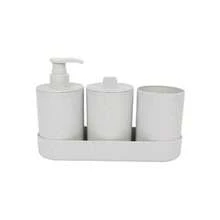 Set Aksesori Kamar Mandi 3 Buah, Dispenser Sabun, Tempat Sikat Gigi, Baki, Gaya Minimalis Modern, Cocok untuk Penyimpanan, Pengorganisasian, dan Dekorasi di Atas Meja Kamar Mandi - Hitam - View 12
