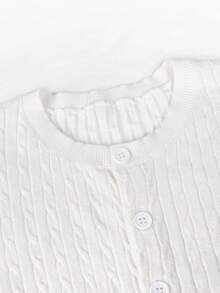 Apperloth A Elegant Cable Knit Sweater Cardigan White Tops Round Neck Button Front Long Sleeve Slim Fit Fall Clothes Daily Casual Going Out Outfit For Women - White - View 8