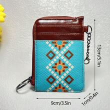 Mini Retro Geometric Pattern Short Wallet, Clutch Bohemian Style Coin Purse, Women's Credit Card Case - Multicolor - View 3
